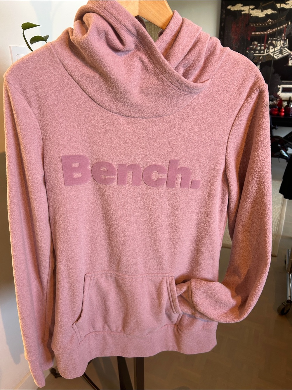 Bench Dusty Pink Cowl-Neck Pullover Hoodie